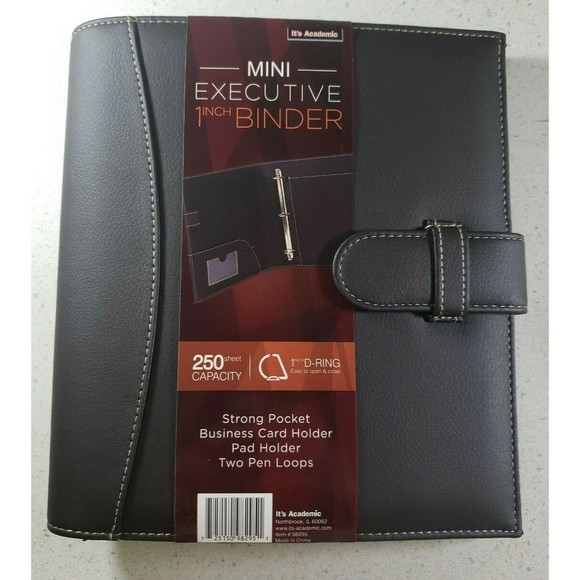 "It's Academic Mini Executive Leather Portfolio Folder, 1"" Ring Dark Brown - Picture 1 of 12